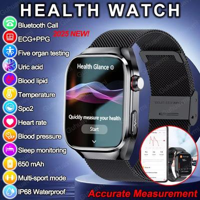 2025 New Health Smart Watches ECG+PPG AI Diagnosis Men Heart Rate Blood Pressure Uric Acid IP68 Waterproof Smartwatches For IOS Android