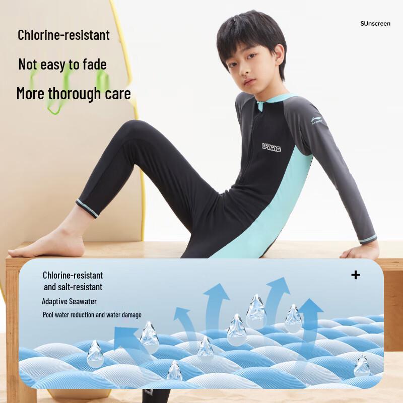 Li-Ning Boys' Long-Sleeve Thermal Sun Protection Swimsuit