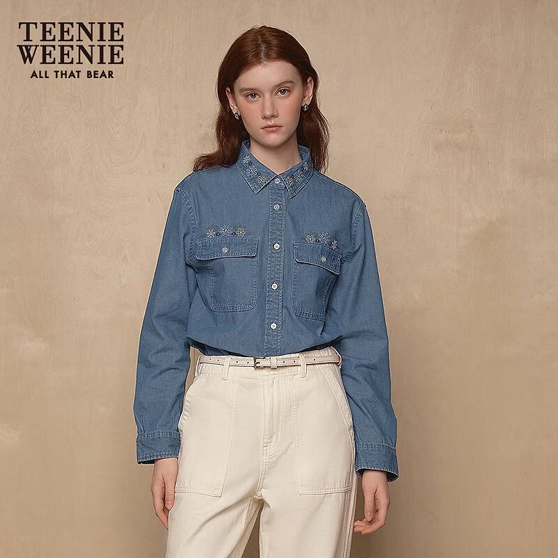 Teenie Weenie Damen-Denimhemd mit Blumenstickerei