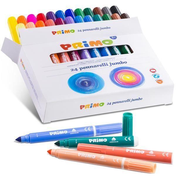 Feutres - PRIMO - Jumbo - 24 pièces - Pointe de fibre - Multicolore - Mixte