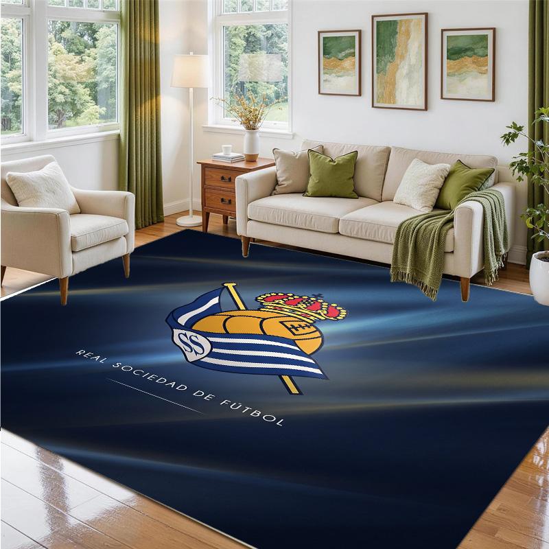 Real Sociedad FC Design Crystal Velvet Rug Soft Decorative Mat for Bedroom Entrance