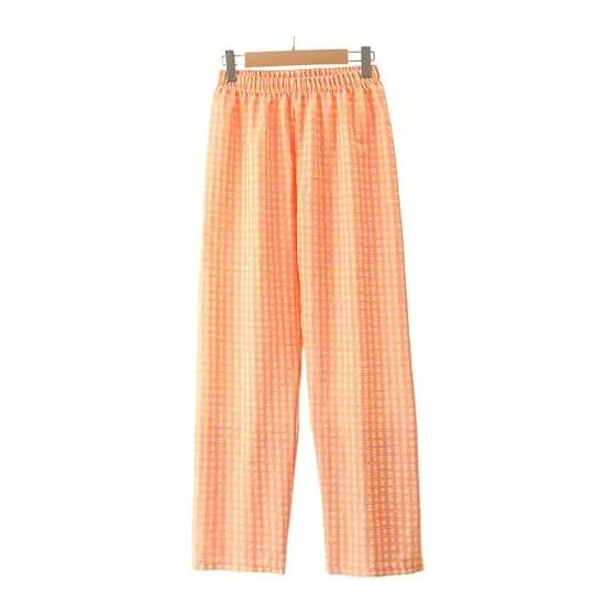 [LeafIn] Women s Pajamas, Spring, Summer, Room Pants, Room Wear, Loungewear, Loose Room Wear, Bottoms, Sweat Absorbent, Breathable, Long Pants, Plaid