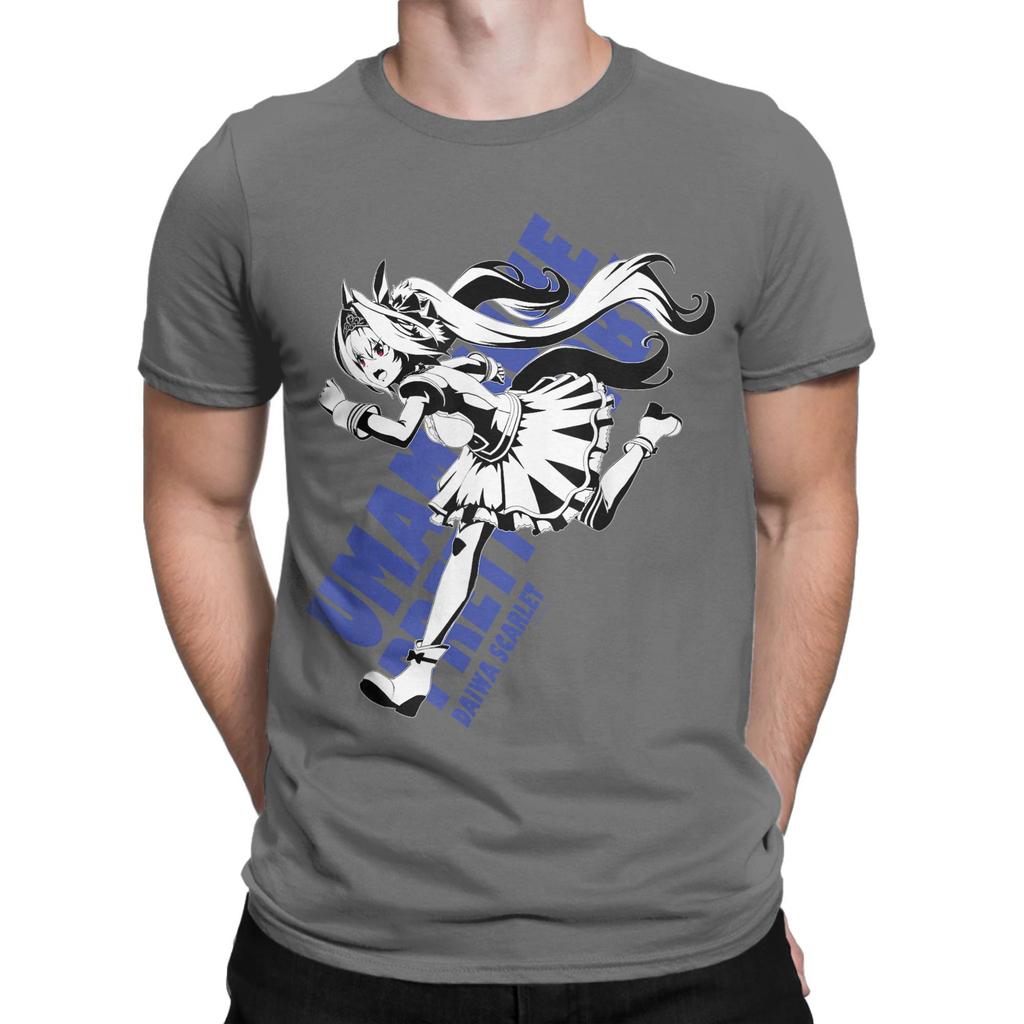 Awesome Umamusume Pretty Derby Daiwa Scarlet T-Shirt Men Round Collar 100% Cotton T Shirt  Short Sleeve Tees Summer Clothing
