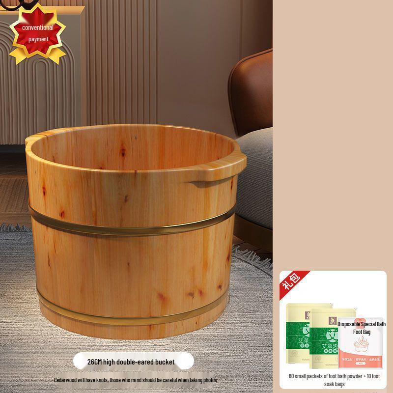 

Wooden Foot Bath Bucket for Calf-High Soaking Natural Cypress Wood Fragrance