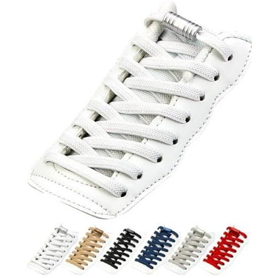 LANBEN No-tie shoelaces elastic flat laces solid color approximately 110cm length capsule lock easy installation sneakers leather shoes suitable one