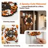 Durable Door Sign for Porch Halloween Pumpkin Ghost Wooden Welcome Hanger Sign, Cute Wall Ornament with Bell Front Hanging Rope, Decor Indoor Outdoor