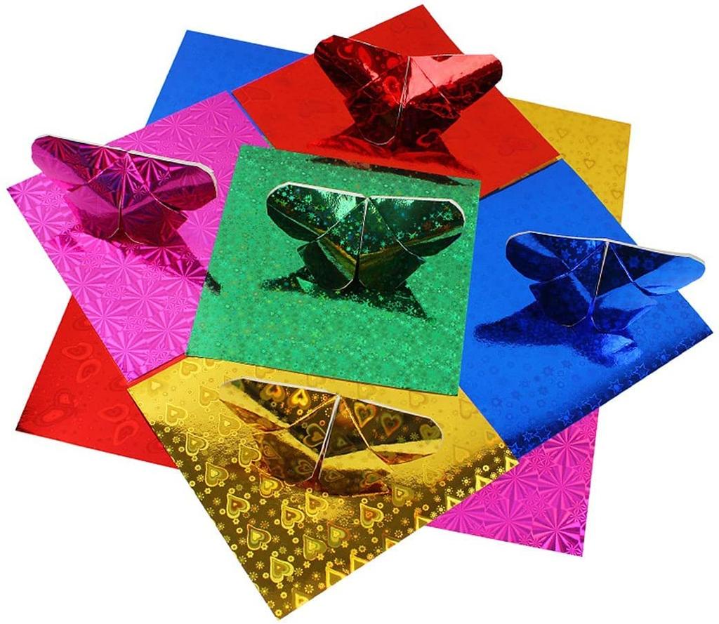 LOORIPRO Glitter Origami 15cm 5 50 Holographic Thousand Gift Birthday Party Craft Craft Paper Paper, Square, Colors, Sheets, Origami, Laser,