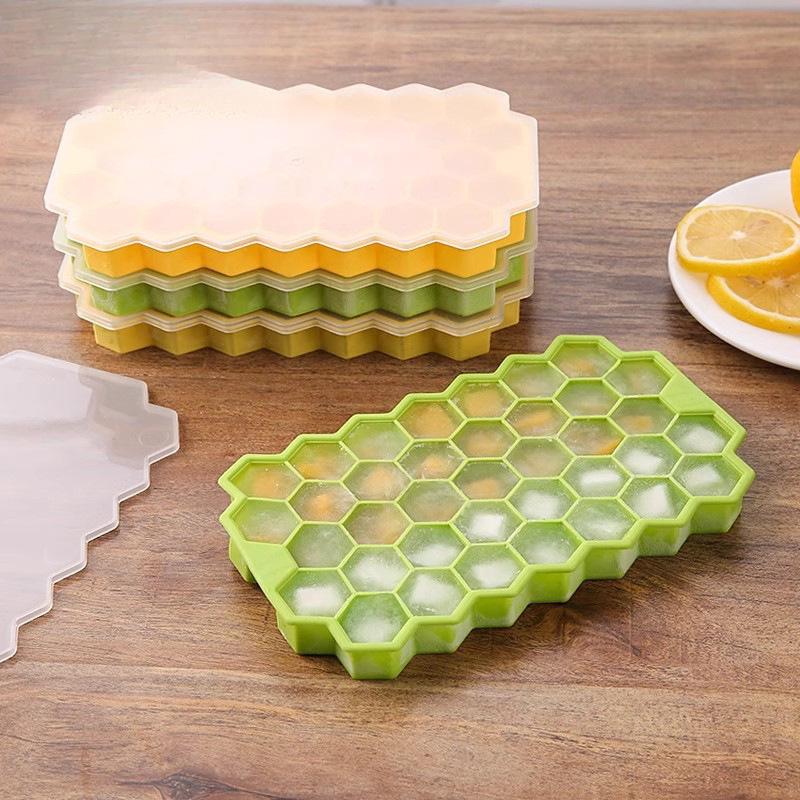 Silicone Honeycomb Ice Cube Tray with Lid - 37 Grids Popsicle Mold