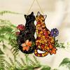 Housewarming Gift Acrylic Light Catcher Colorful Butterfly Two Kittens Garden Charm for Holiday Decoration