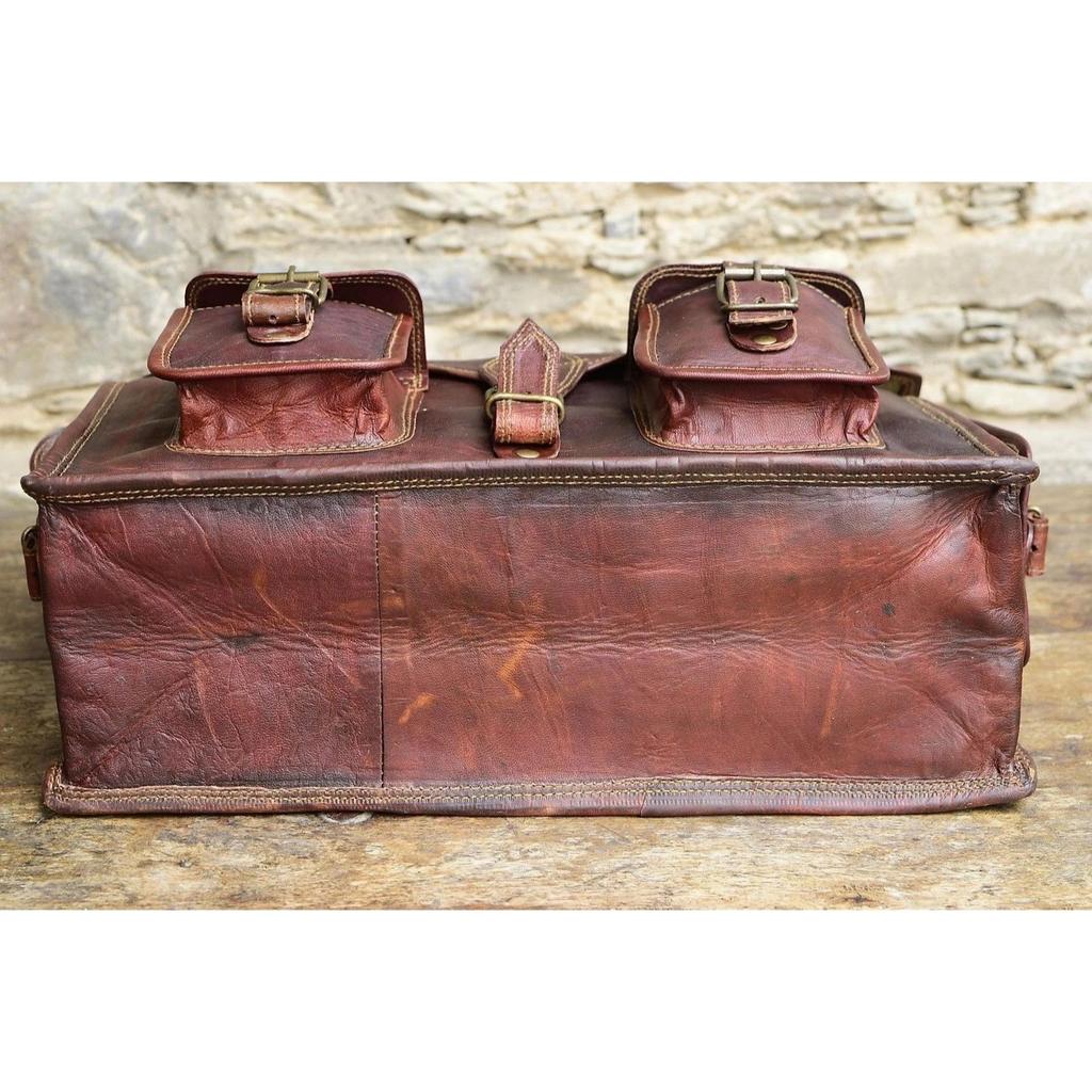 Pánská originální hnědá kožená brašna na notebook Messenger přes rameno Aktovka