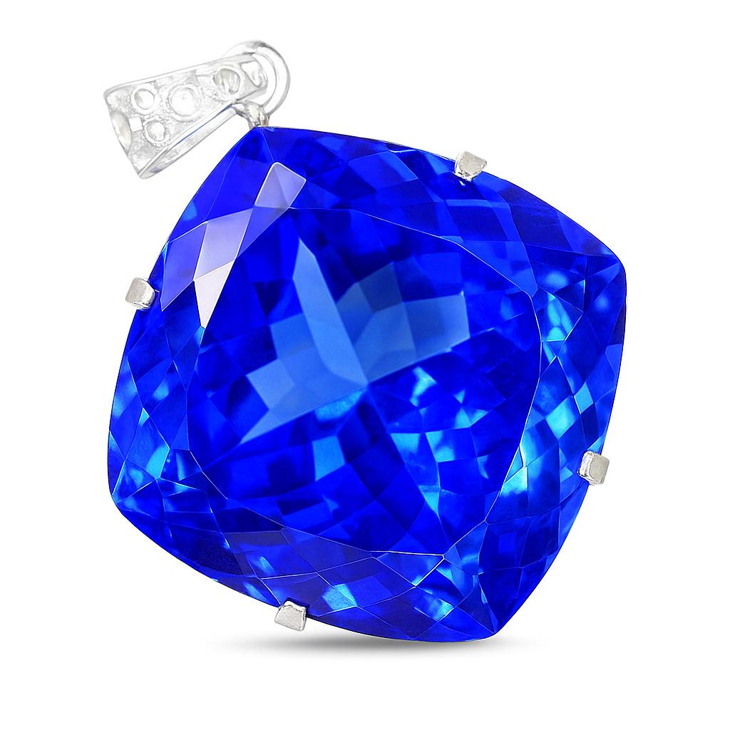 Brazilian Topaz 94 Ct CERTIFIED 925 Sterling Silver Cushion Cut Pendant AI-91-NS