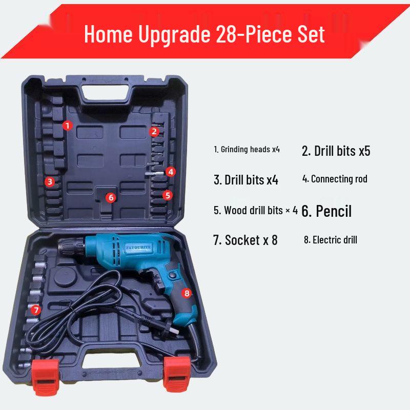 All-Copper Handheld Electric Drill - Forward/Reverse Speed, Adjustable Power Levels, Original Impact, Full Set - Clearance Sale!