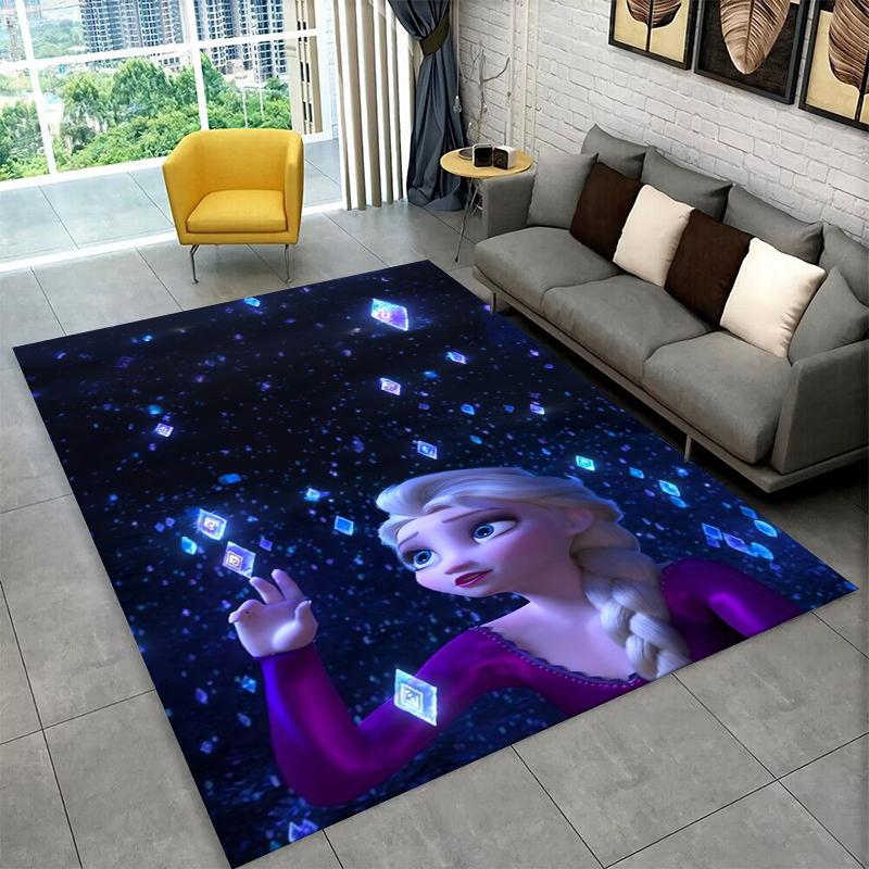 Cartoon Frozen Elsa Princess Girl Carpet Rug for Playroom Bedroom Living Room Sofa Home Decor,kid Area Rug Non-slip Floor Mat