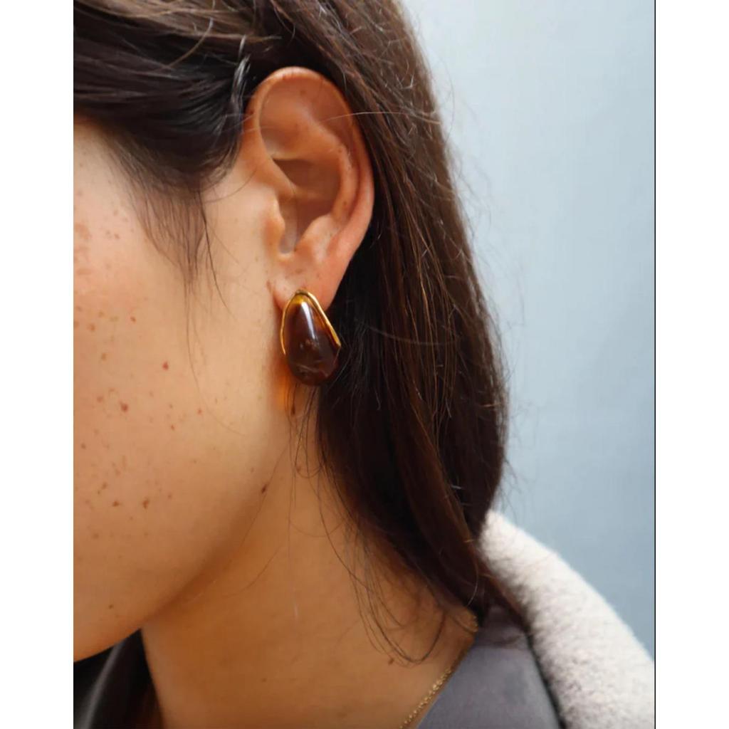 Xia Ling 18K Gold-Plated Dopamine Resin Stud Earrings for Women