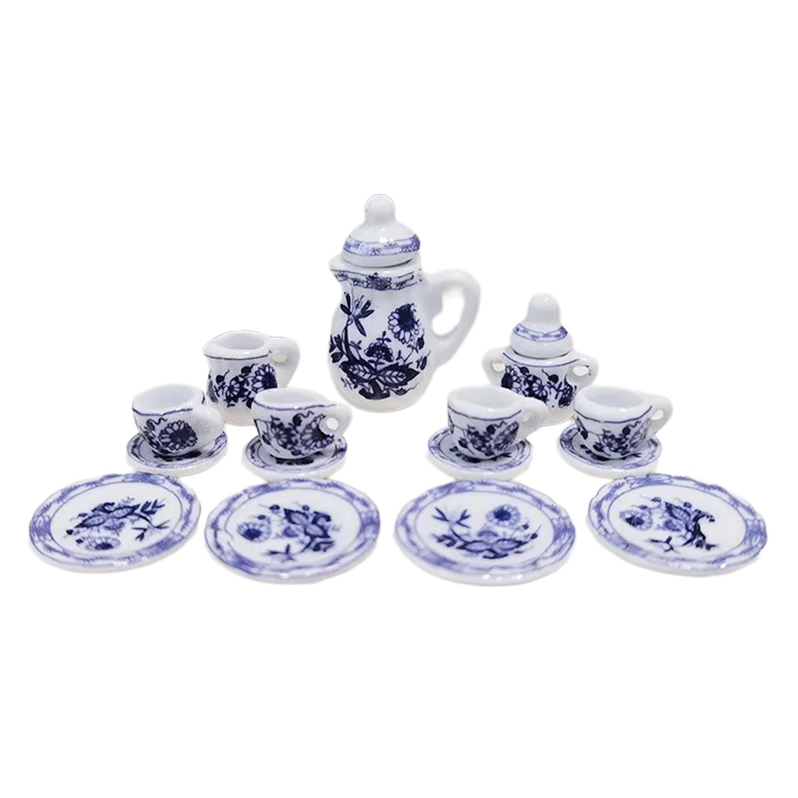 

Чайник и блюдце для домашнего чая, набор для ролевых игр для детей, ролевая модель столовой посуды, игрушка 1:12 Scale Kitchen Applian House Tea Play B