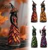 Seasonal Mantle Display Autumn Witch Figurine Statue Resin Halloween Fall Tabletop Decor Home Decor Shelf Ornament for Mantel Fireplace Desk Tiered