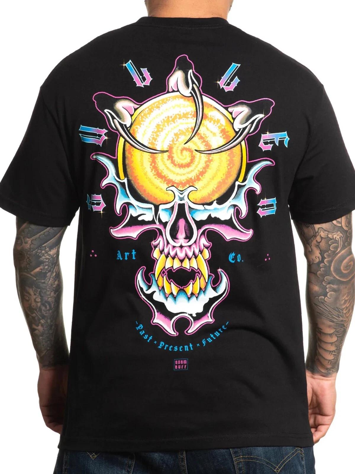 

Sullen Men s Crystal Ball Short Sleeve Standard T-shirt Tattoo Style Skull Tee S