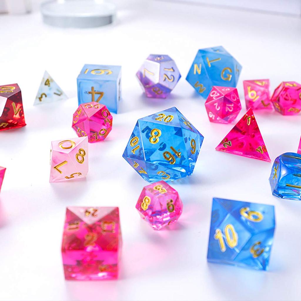 DIYBravo Silicone Mold, Dice Shape, Polyhedron, 10 Types, 10 Sets, Numbers, DIY Epoxy Resin, UV Resin, Tabletop Game, Mahjong, Keychain, Pendant (Dice
