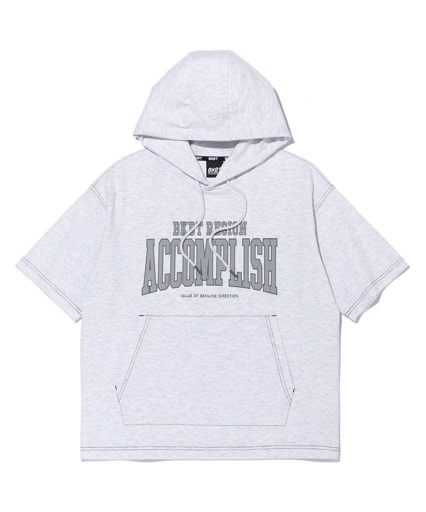 BUNKERBUSTER Contrast Stitch Lettering Hoodie Short Sleeve T-Shirt Mq7Tu424_Light Grey