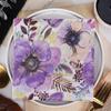 20pcs/bag Retro Purple Flower Printed Napkins Paper Disposable Tableware Wedding Bridal Party Decoration
