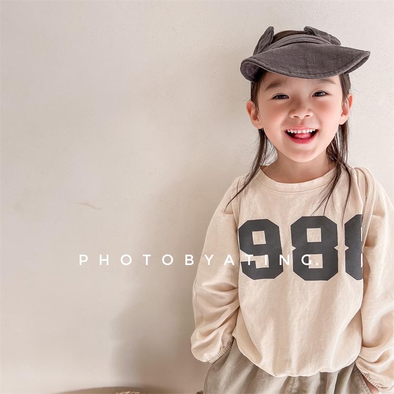 Kids Korean Style Solid Color Long Sleeve Crew Neck Sweatshirt Base Layer Top