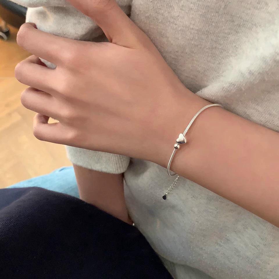 XIYANIKE Silver Love Heart Snake Chain Bracelet For Women Girl Summer Fashion New Jewelry Gift Party Pulseras Mujer
