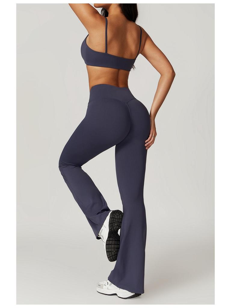 Umweltfreundliches, recyceltes, schnell trocknendes Yoga- und Lauf-Outfit - Damen-Fitnessanzug mit kurzen Ärmeln und stilvollem Rückendesign (Modell 8799)