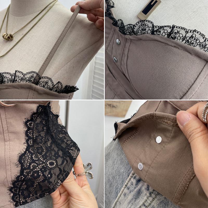 Y2K Spicy Girl Spitzenbesetztes Camisole mit Brustpolstern und Reißverschluss am Rücken