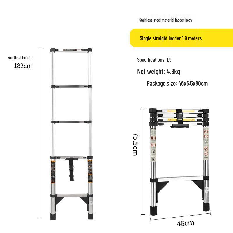 Stainless Steel Telescopic Aluminum Alloy Folding Step Ladder