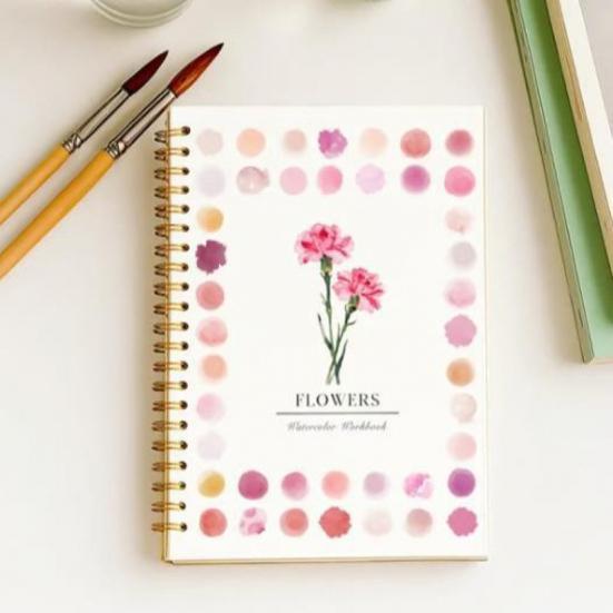 Coloring Picture Book with 12 Paint Colors Thickened Pages Animal Flower