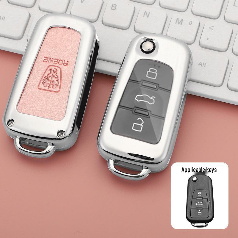 Roewe Car Key Case for 350, 350c, W5, 360, 750 Models - Folding Protective Shell with Buckle for Men and Women