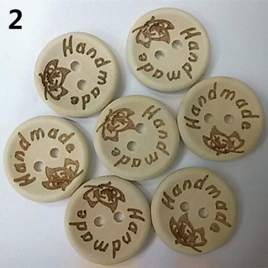 100Pcs/Set Wood Butterfly Love Heart Letter Carved Sewing Scrapbooking Buttons