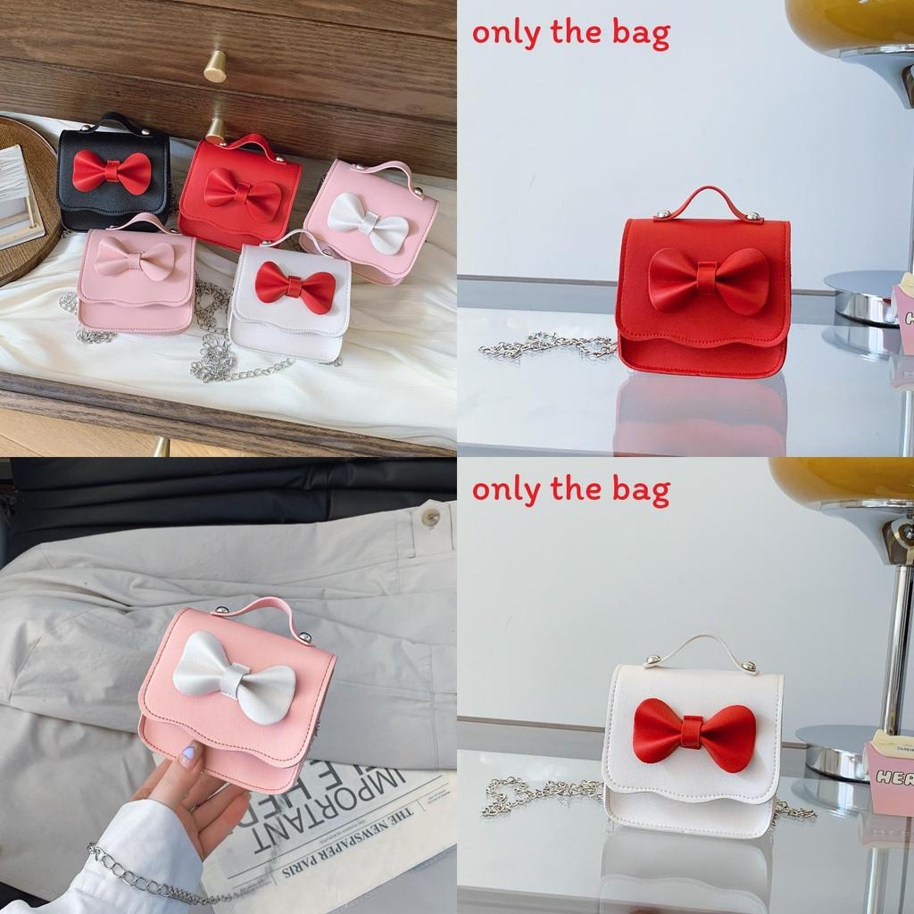 Small Princess Fashion Butterfly Bow Girl Mini Crossbody Bag With Pu Material For Toddler Daily Use