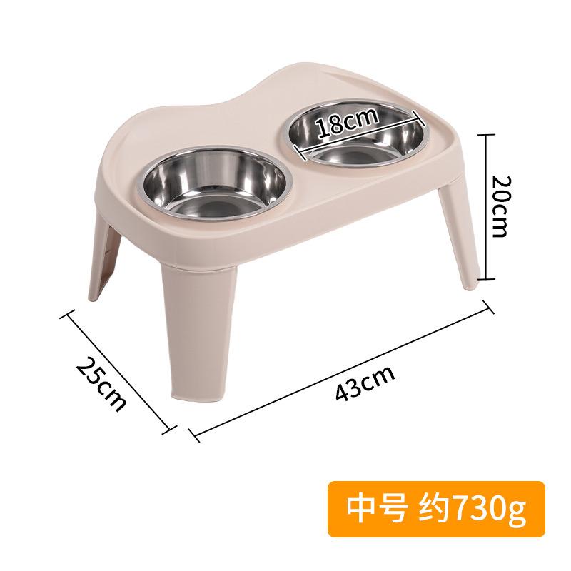 Pet Food Bowl Dog Folding Bowl Large Dog Elevated Neck Protection Double Bowl Cat Stainless Steel Bowl Anti-Spill Drinking Bowl