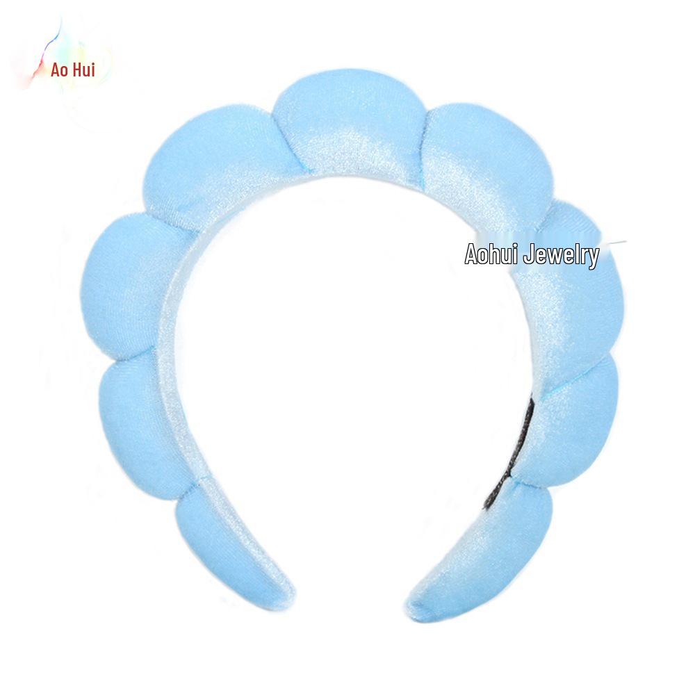 Bandeau Spa Velours Or - Cerceau Éponge Haut Crâne Tendance pour Maquillage et Soin de la Peau.