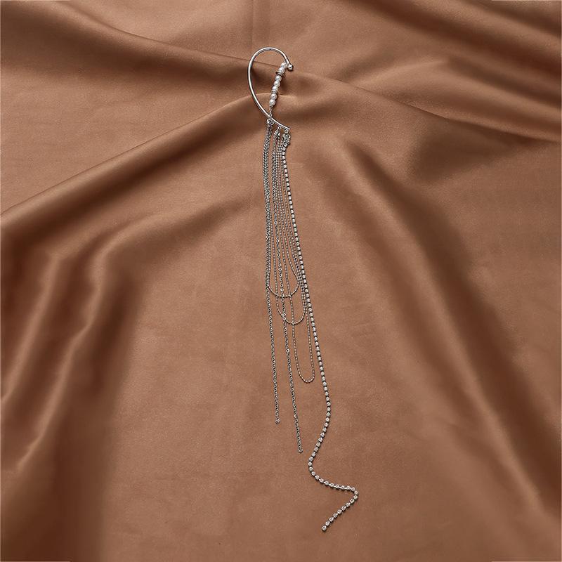 Fashion Diamond & Imitation Pearl Tassel Earrings - Elegant European & American Style for Women
