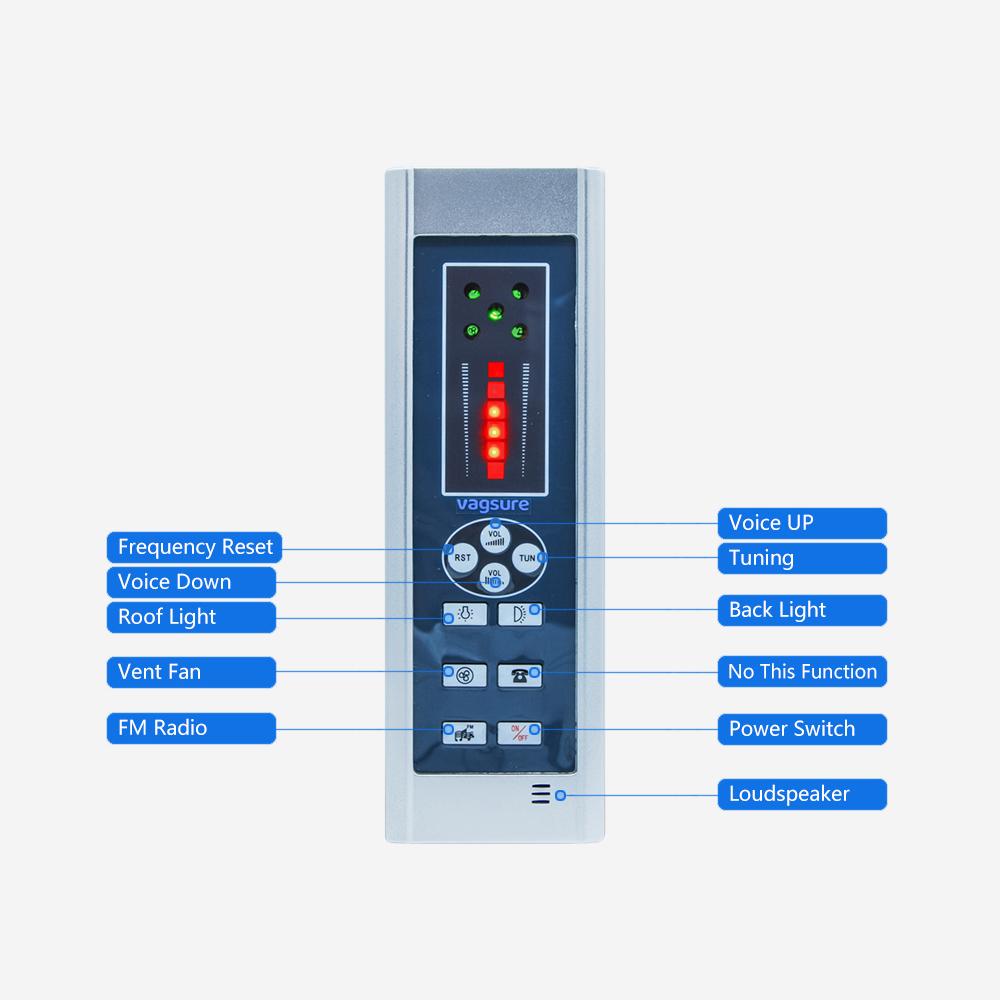 Size 20*6.5cm Digital Shower FM Radio Fan Speaker Freehand Computer Control Panel Shower Room Cabin Accessories
