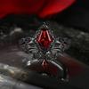 s/set Fashionable Inlaid Red Synthetic Zirconia Black Double-layer Ring Women's Gothic Daily Wear Jewelry Accessories Gifts