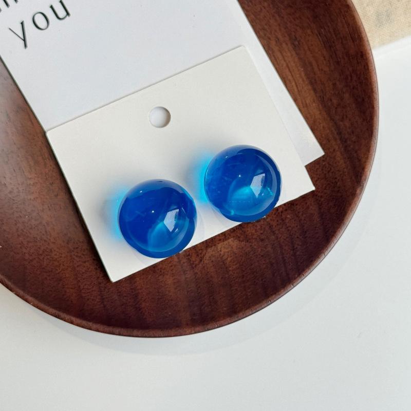 Bright Blue-green Spherical Earrings - A Unique and Fresh Ear Accessory