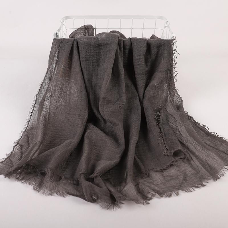 Ramadan Cotton Crinkle Headband Veil Scarves Women Solid Color  Head Wraps Long Scarves Turban Headband Muslim Fashion Headscarf