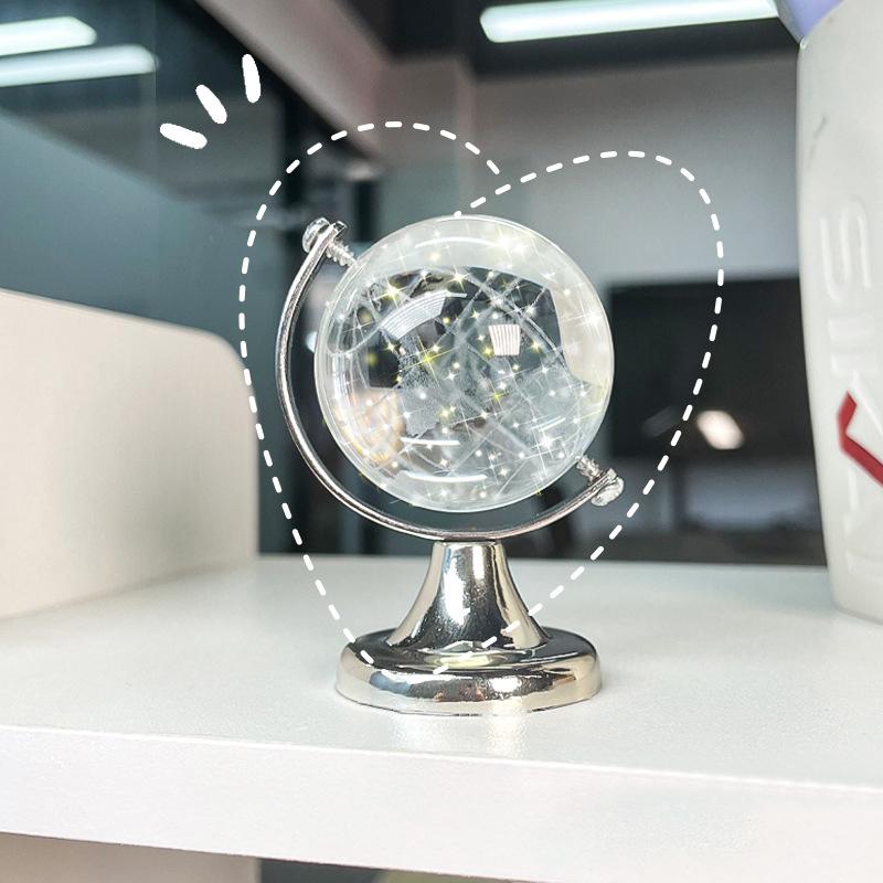 Ins Mini  Globe Transparent Earth Globe Ball Glass Miniature Ornament Educational Toys Home Decor Gift Office Decoration