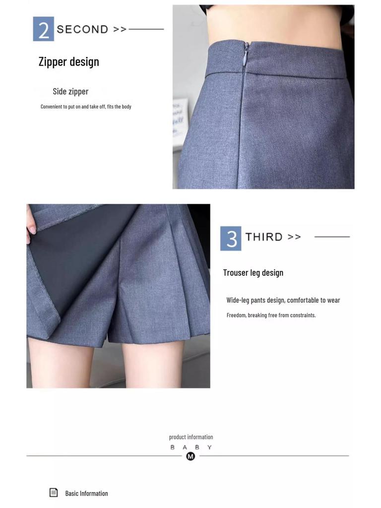 Women's Irregular Pleated High Waist A-Line Midi Skort - Summer 2025 Collection