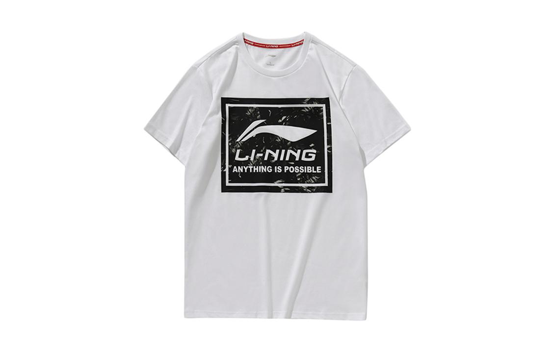 Футболки Li Ning Мужские Стандартные Белые С Круглым Вырезом Умеренный Прямой Крой AHSP493-1 L