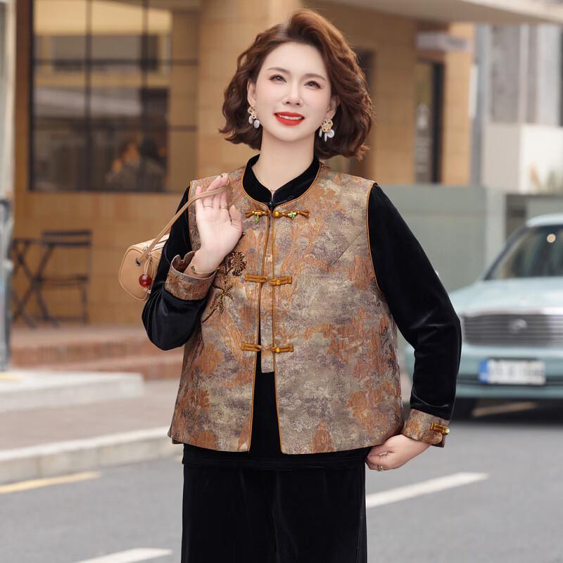 FENGXIAO Women's New Chinese Style Velvet Vest Three-Piece Set