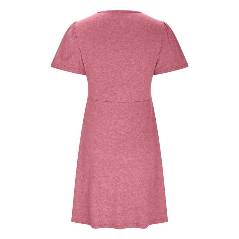 Women's V-Neck Twist Front Short Sleeve Dress Casual Loose Fit Mini Dress Elegant Party Dress