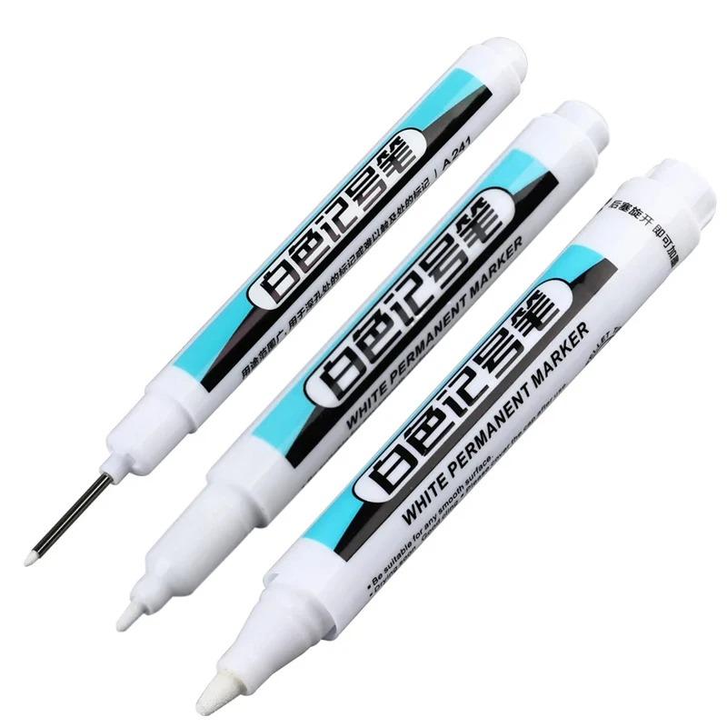 1-20Pcs White Permanent Marker Pens 0.7/1.0/2.5MM Markers Paint Pen For Plastic Leather Glass Stone Metal Art Painting Supplies