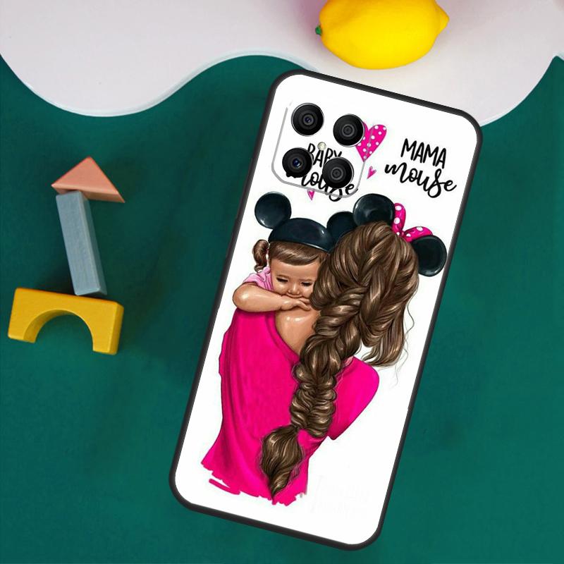 Black Brown Hair Baby Mom Girl Queen Case For Honor Magic 7 Lite 5 6 Honor 200 Pro 50 70 90 Lite X9a X8a X8 X9 X8b X9c X9b Cover