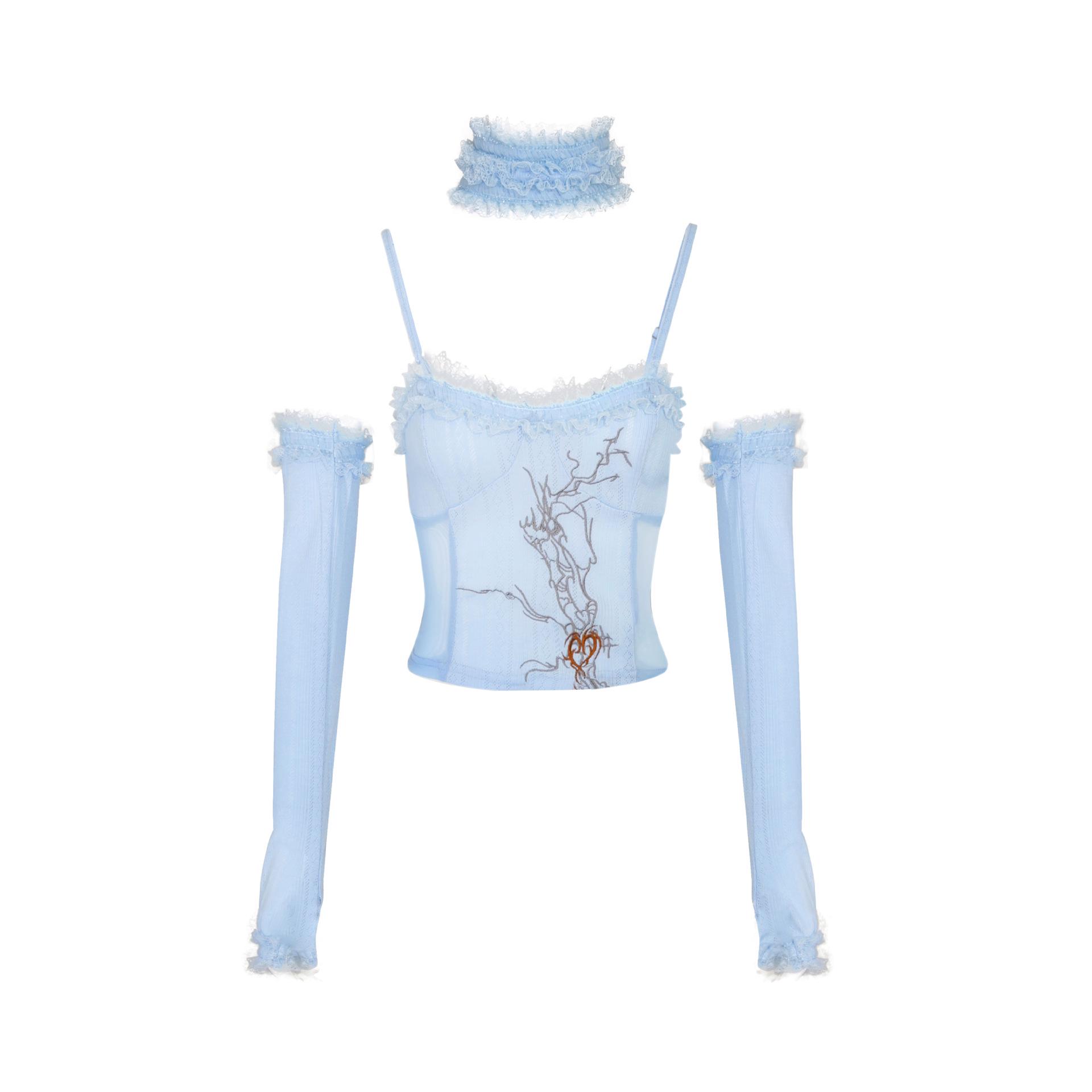 New Summer 26: American Sweet & Spicy Girl Design Vest Camisole Medium синий