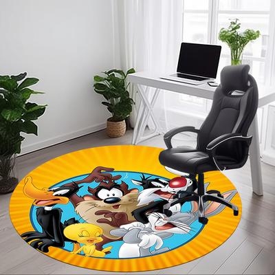 1pc Looney Tunes Office Round Area Rug, Bedroom Living Room Home Decor, Room Deco, Offic A1016168