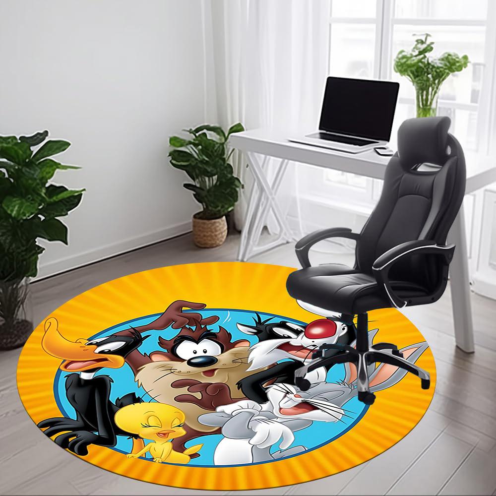 1pc Looney Tunes Office Round Area Rug, Under Office Chairs Bedroom Living Room Home Decor, Room Decoa1016168
